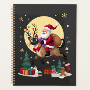 Santa Reitet Rentier Siamese Katze Weihnachtsbaum Planer