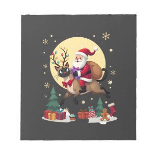Santa Reitet Rentier Siamkatze Weihnachtsbaum L Notizblock