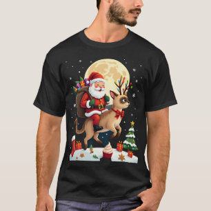 Santa Reitet Rentiere Siamkatze Weihnachtsbaum L T-Shirt
