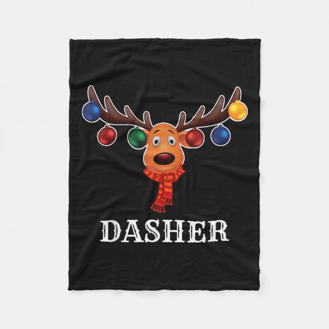 Santa-Rentier-Dasher-Weihnachtsgruppenkostüm  Fleecedecke (Vorderseite)