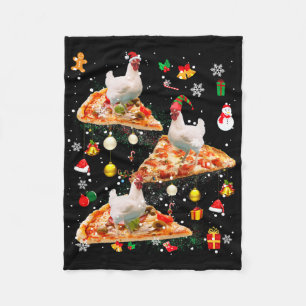 Santa-Rentier-Elf-Huhn-Reit-Pizza-Weihnachten-Gala Fleecedecke