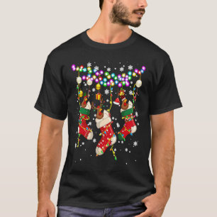Santa-Rentier-Elf-Karo-Huhn im Weihnachts-Socken T-Shirt