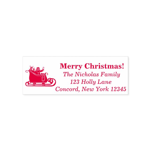 Santa, Rentier in Sleigh Weihnachtsfamilie Name Permastempel (Design)