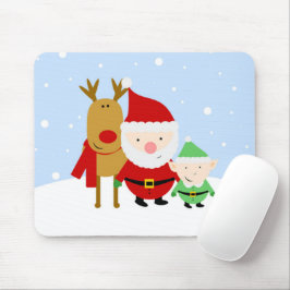 Santa, Rentier und Elf am Weihnachtsmäusepad Mousepad