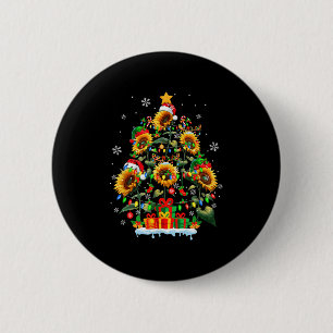 Santa-Rentiere-Elfe Sonnenblumen als Weihnachtsbau Button