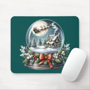 Santa Rentierei im Schneekugel-Wunderland Mousepad