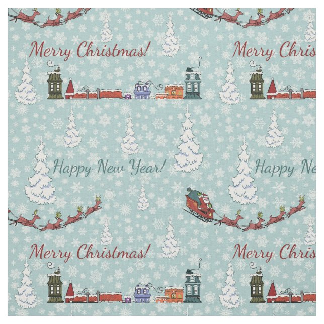 Santa-Rentierteam Stoff (Muster)
