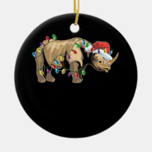 Santa Rhino Christmas Lights Rhino Lover Weihnacht