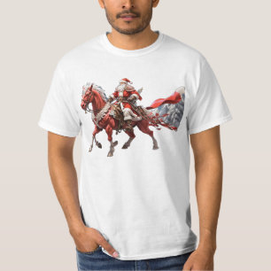 Santa Ride Rotes Pferd mit Schwert in angesagt T-Shirt
