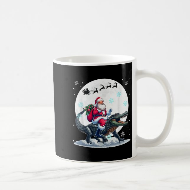 Santa Riding Alligator Christmas Moon Matching Kid Kaffeetasse (Rechts)