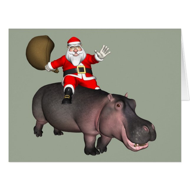 Santa Riding auf Hippo (Vorderseite (Horizontal))