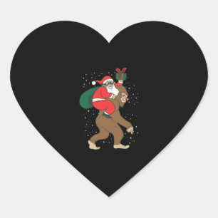 Santa Riding Bigfoot Funny Yeti Weihnachtsdesign Herz-Aufkleber