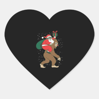Santa Riding Bigfoot Funny Yeti Weihnachtsdesign Herz-Aufkleber