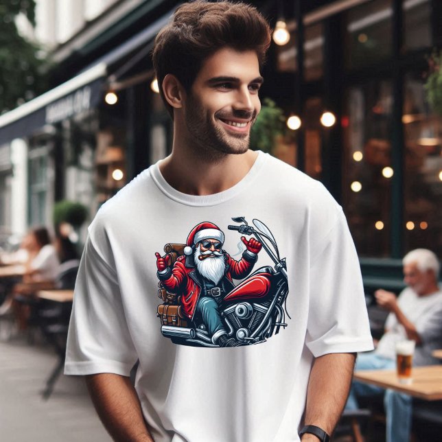 Santa Riding Bike T-Shirt (Santa on Bike )