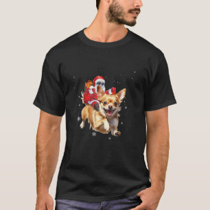 Santa Riding Chihuahua Weihnachtsbaum Lichter Weih T-Shirt