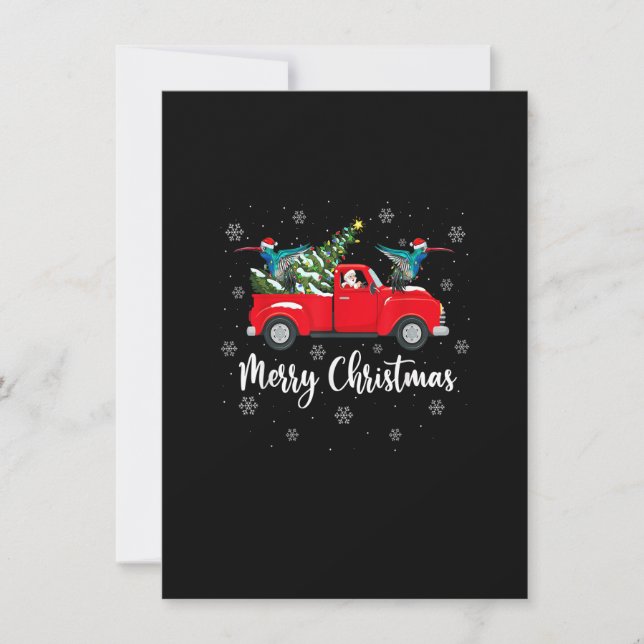 Santa Riding Christmas Tree Truck Hummingbird Chri Einladung (Vorderseite)