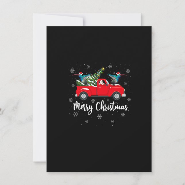 Santa Riding Christmas Tree Truck Hummingbird Chri Einladung (Vorderseite)