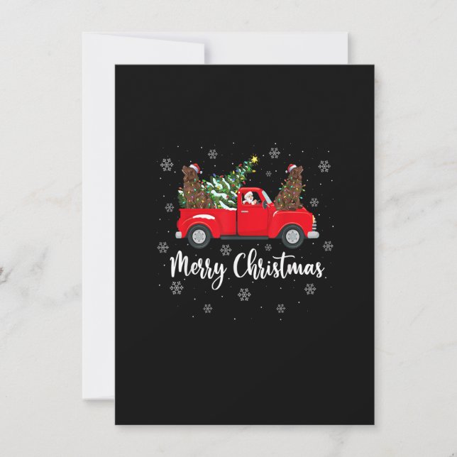 Santa Riding Christmas Tree Truck Newfoundland Dog Einladung (Vorderseite)