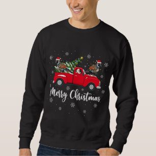 Santa Riding Christmas Tree Truck Quail Bird Chris Sweatshirt