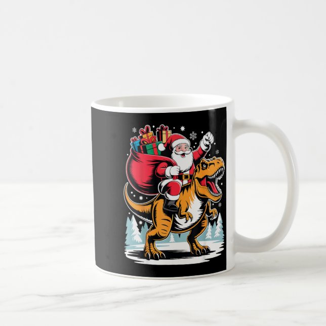 Santa Riding Dinosaur T Rex Christmas Boys Xmas  Kaffeetasse (Rechts)
