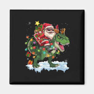 Santa Riding Dinosaur T Rex Weihnachtsbaum Lichter Magnet