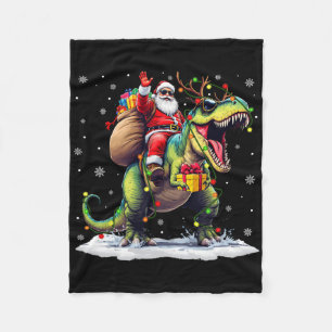 Santa Riding Dinosaur T Rex Weihnachtsjunge Männer Fleecedecke