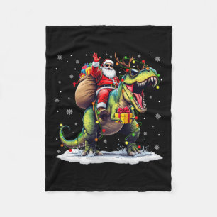Santa Riding Dinosaur T Rex Weihnachtsjunge Männer Fleecedecke