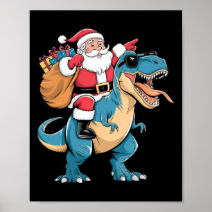 Santa Riding Dinosaur T Rex Weihnachtsjunge Männer Poster
