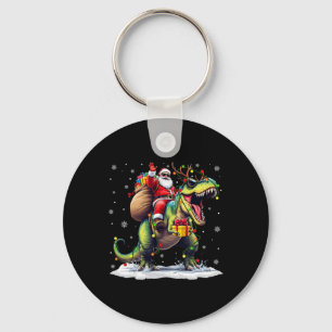 Santa Riding Dinosaur T Rex Weihnachtsjunge Männer Schlüsselanhänger