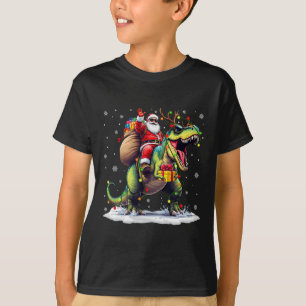 Santa Riding Dinosaur T Rex Weihnachtsjunge Männer T-Shirt