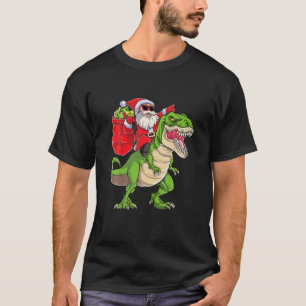 Santa Riding Dinosaur T Rex Weihnachtsmänner Männe T-Shirt