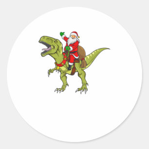 Santa Riding Dinosaurier T rex Weihnachten G Runder Aufkleber