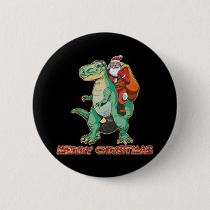 Santa Riding Dinosaurier, Trex Santa, Weihnachtsdi Button