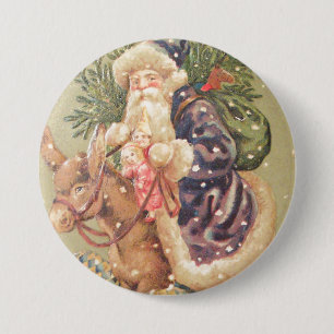 Santa Riding Donkey Button