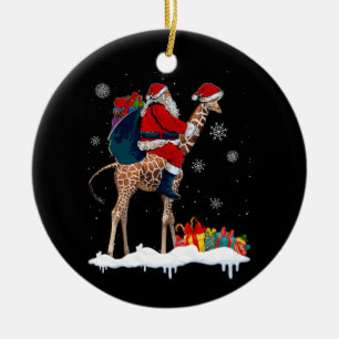 Santa Riding Giraffe Weihnachten Pajama Santa Love Keramik Ornament