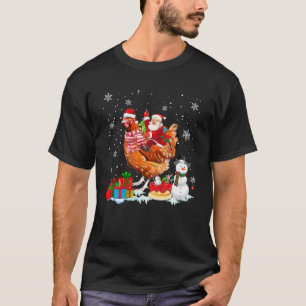 Santa Riding Hühnchen Weihnachten Pajama Familie  T-Shirt