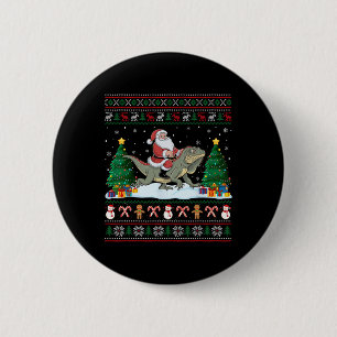 Santa Riding Iguana Boys Mädchen Kinder Ugge Weihn Button
