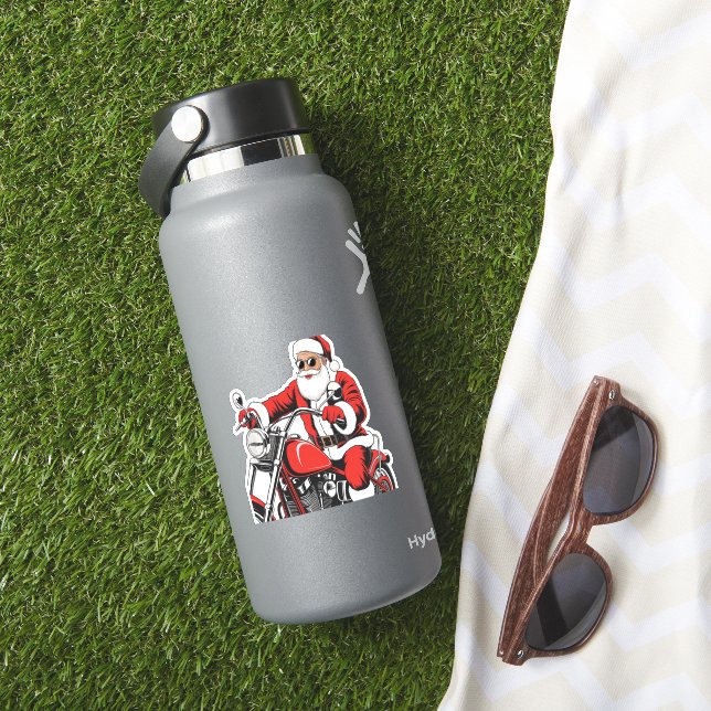 Santa Riding Motorrad Aufkleber (HydroFlask Insitu)