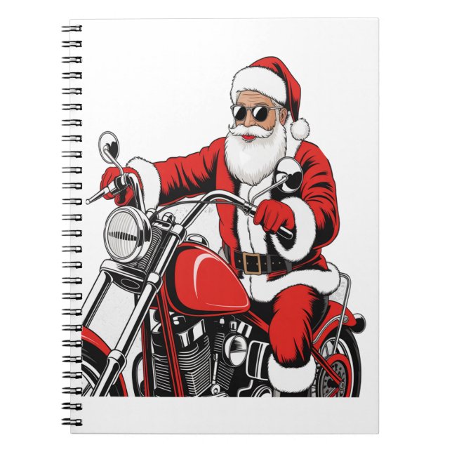Santa Riding Motorrad Notizblock (Vorderseite)