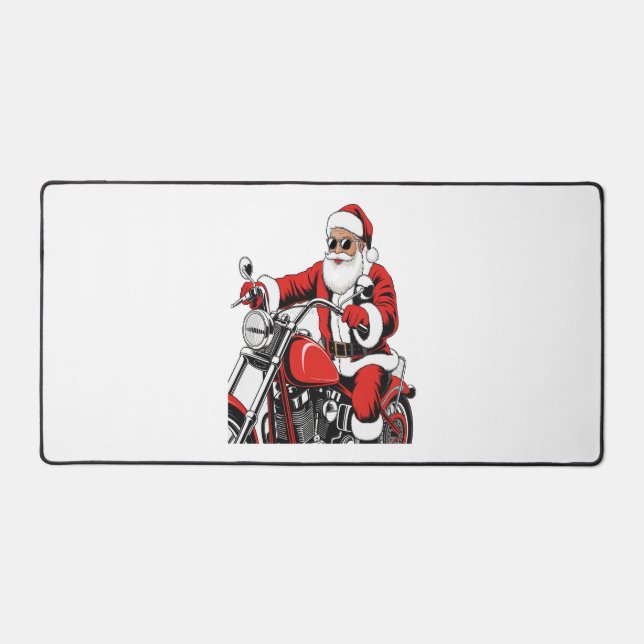 Santa Riding Motorrad Schreibtischunterlage (Vorderseite)