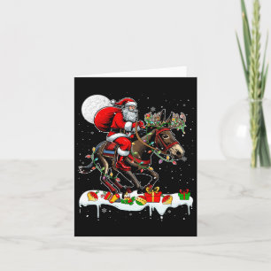 Santa Riding Mule Reindeer Xmas Farm Animal Lover Karte