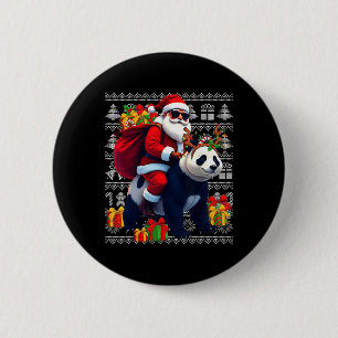 Santa Riding Panda Weihnachtslicht Ugge Weihnachte Button