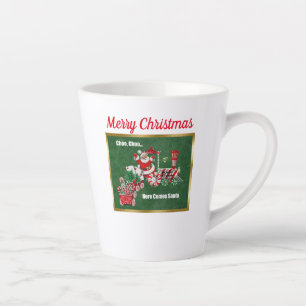 Santa Riding Peppermint Candy Train Green Gold Milchtasse