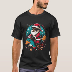 Santa Riding Platypus Weihnachtsfarben T-Shirt