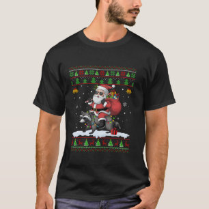 Santa Riding Raccoon Weihnachts Sweater Style Ugy T-Shirt