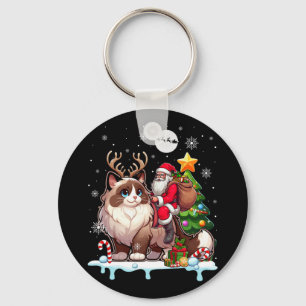 Santa Riding Ragdoll Katze Weihnachten Baum Kolorf Schlüsselanhänger