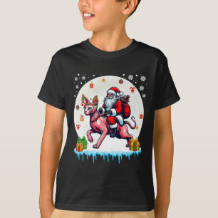 Santa Riding Reindeer Sphynx Cat Christmas Eigentü T-Shirt