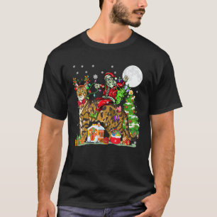 Santa Riding Rentier Bengalische Katzenweihnachtsb T-Shirt