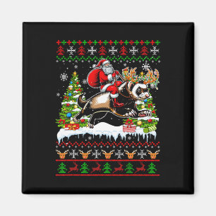 Santa Riding Rentier Ferret Xmas Kinder Familie Sc Magnet