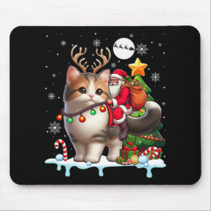 Santa Riding Rentier Munchkin Katze Weihnachtsbaum Mousepad